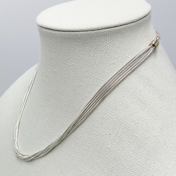 Silver Tone Multi Strand Necklace - Picture 2 of 9